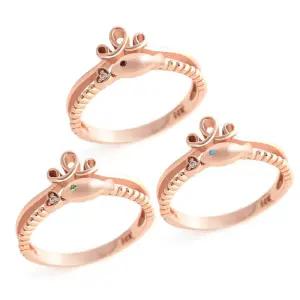 갤러리아 [비앤비골드] 18K 물고기 왕관 행운 탄생석 반지 모음 12종