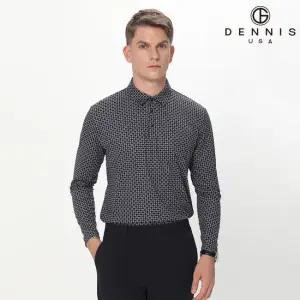 [무료배송][데니스골프] 25FW 남성 클래식 시그니처 패턴 프린트 긴팔 카라티_NAQFMTS004