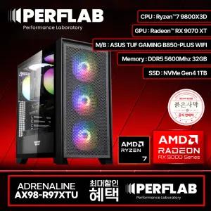 라이젠7 9800X3D RX9070XT 게이밍 컴퓨터 어드레날린 AX98-R97XTU 라데온 그래픽카드 AMD 데스크탑 조립 PC 본체
