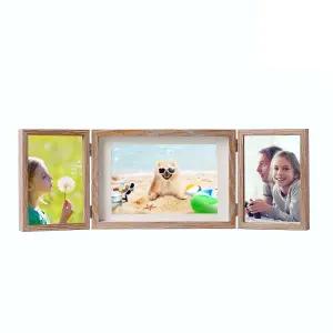 HGE 3단 접이식 사진 갤러리 유리 액자 5X7 6X8 경첩 포토 액자 멀티 프레임 3구 그림틀 사진틀