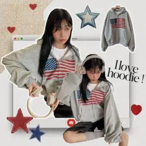 오버핏 성조기 후드 집업 폭닥폭닥 포근 봄 후드티셔츠
