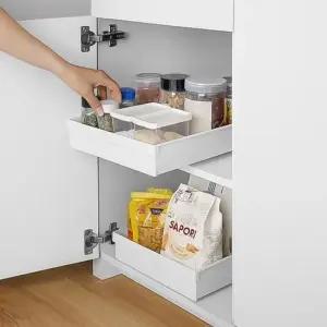히키스 싱크대 하부장 무타공 슬라이딩 레일 양념통 와이드 정리선반 HKA010 슬라이딩선반