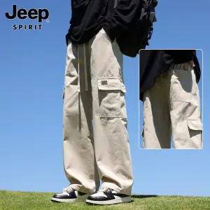 JEEP SPIRIT 남성 와이드 카고바지 가을 스트레이트 코튼 캐주얼 팬츠