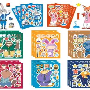 주토피아 스티커 DIY 얼굴 꾸미기 코뿔소 휴대폰 노트북 게리 캐릭터 동물 닉 나무늘보