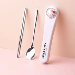 산리오 페이스 수저 케이스세트-헬로키티