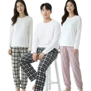 체크 극세사 잠옷바지 남성 여성 기모 수면바지 커플 파자마 홈웨어 하의