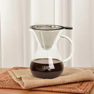 플랜잇 핸드드립 유리 스텐 커피드리퍼 세트(600m) 커피추출 홈카페 여과지가 필요없는 커피필터