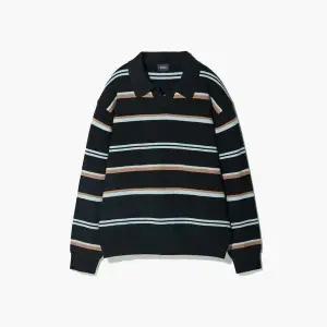 [하프클럽/에스티코]오픈 카라 멀티 스트라이프 블랙 SKTWA51OTB