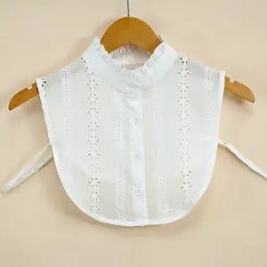 여성 레이어드 카라 블라우스 레이스 플리츠 여성 페이크 카라 차이나 차이나카라