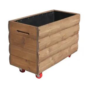 sgr604 라운드 텃밭화분 텃밭상자 방부목 원목 베란다 옥상 도로화분 대형 직사각 바퀴