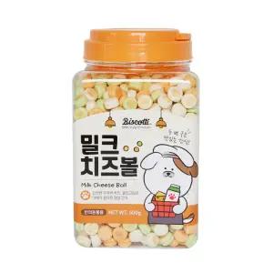 비스코티 비스켓 강아지 쿠키 과자 강아지 간식 밀크플러스치즈볼, 500g,