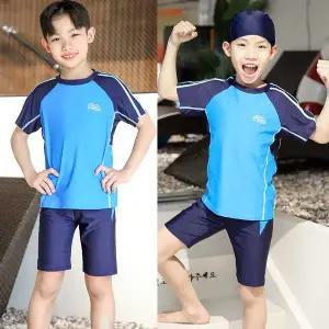 초등 남아 주니어수영복 워터파크 실내수영 강습용 래쉬가드 반팔 수모세트