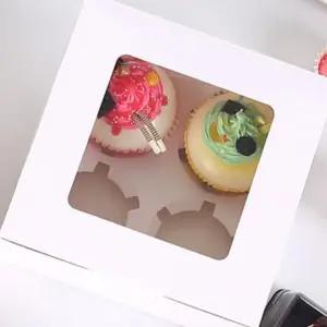 화과자케이스 머핀포장 타르트박스 4구(화이트)10P 투명창 단상자