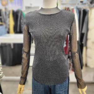 [밸리걸]펄 망사 시스루 스판 긴팔 티셔츠 620730