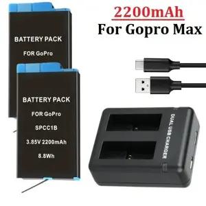 Gopro max 배터리 용 2200mah 디지털 gopro 360 액션 카메라 충전식 리튬