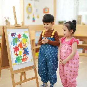 어린이 방수놀이복 전신 미술가운 유아 모래놀이 갯벌체험 촉감놀이 멜빵 점프수트 앞치마