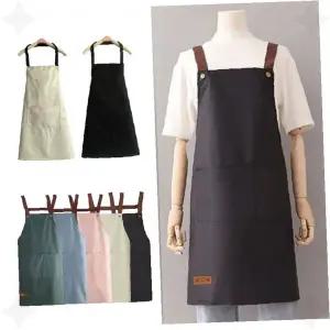 주방 요리 조리 작업복 면 린넨 원단 목 어깨 끈 앞치마 홈카페 베이킹 제과제빵