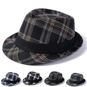 체크 LMT274A4 중절 남성 자 신사자 페도라 빈티지 산책