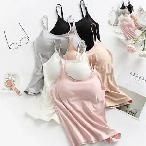 끈나시 무봉제 심리스 캡나시 패드 탈부착 끈 조절 슬림핏