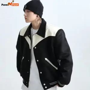 야구 자켓 재킷 점퍼 베이스볼 바시티 스타디움 캐주얼 남자 남성 컬러 블로킹 저지 패션 트렌드 블랙 화이