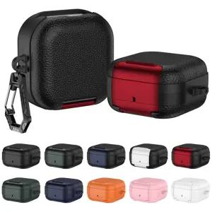 갤럭시 버즈4 버즈4프로 호환 심플 컬러 가죽 TPU 거치대 카라비너 키링 케이