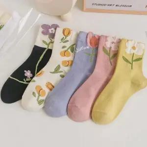 [위드기프트] 로망스 플라워 중목양말 5개세트