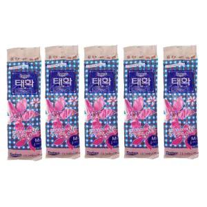 고무장갑 올에이 중M 핑크 5개 국내생산 주방 설거지용 두꺼운 장갑