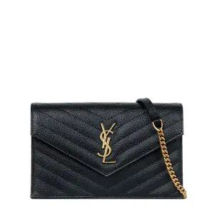 생로랑 25FW 블랙 카산드라 엔벨롭 체인 숄더백 857605 BOW01 1000