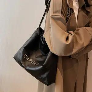 가죽숄더백 여성 데일리 체인 숄더 백 여자 직장인 가방 블랙