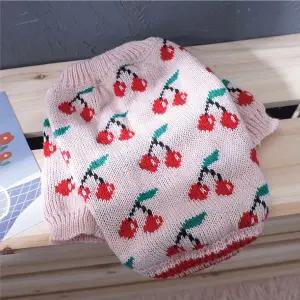 꾹상점3  니트티셔츠 강아지옷 베이직 체리패턴 귀여운 스웨터 반려견
