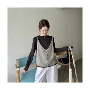 여친 니트 캐주얼 가을 니트조끼 빅사이즈 뷔스티에 레이어드 싱글 CH3