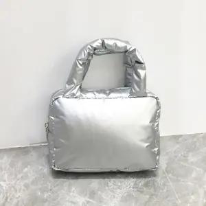 여성 가벼운 패딩 토트 백 데일리 손 가방 실버 kjg8+9RpO