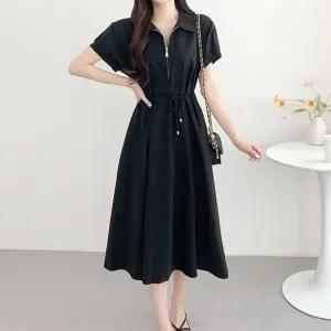 지퍼 카라 셔츠 원피스 허리끈 세트 하객룩 오피스룩 hDw6+4nkn