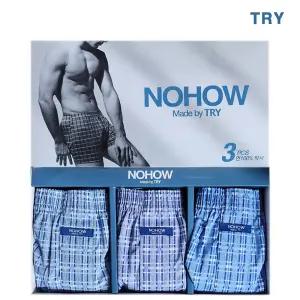 홈란쥬 트라이 남성 순면 베이직 노하우 사각 트렁크 팬티 3매입 MP3 (110,120운영)
