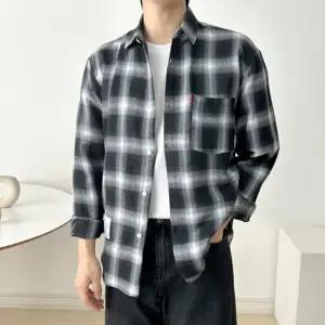 루즈핏 체크 셔츠 학생 직장인 캐주얼 긴팔 남방 남방 캐쥬얼 남자체크셔츠 남성셔츠 긴팔와이셔츠 사계절