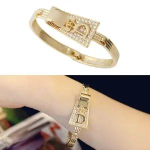 14Kgp 016QVD73 볼드 사각 포인트 큐빅 럭셔리 패션 팔찌 US