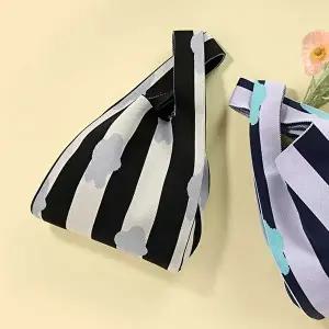 여성쇼퍼백 스트라이프 패턴 무늬 데일리 니트 토트숄더백