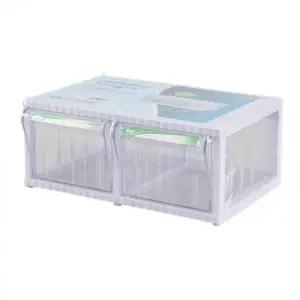 투명 서랍장 슬라이딩 미니 정리함 2칸 적층 수납함 사무 공구 부품정리