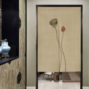 가림막 커튼 연꽃 디자인 불교 인테리어 카페 01 70x150cm 가리개 선반