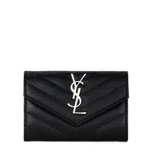 생로랑 25FW 블랙 카산드라 마테라쎄 엔벨롭 카드지갑 414404 BOW02 1000
