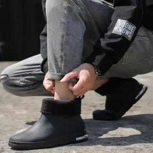 겨울레인부츠 남자 심플 겨울 기모 첼시 에어 방한 레인부츠