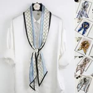 여성 봄 머플러 사선 컷팅 패턴 쁘띠 스카프