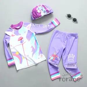 유니콘 퍼플 아동 래쉬가드 세트