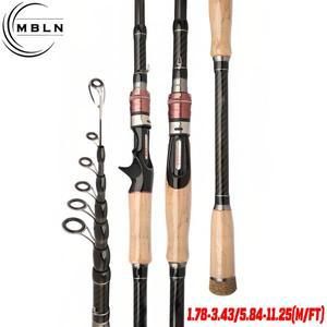 MBLN 카본 낚싯대 파워 캐스팅/스피닝 핸들 63cm 폐쇄 길이 배스 스네이크헤드 루어 낚시용