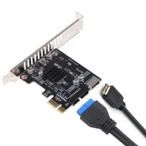PCI-E to USB 3.0 확장 카드 C타입 전면 패널 마운트 어댑터용 19/20 핀 헤더 5Gpbs E타입 PCI 익스프레스