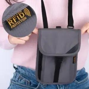 [패션] 회색 버클 잠금 보안 여행용 여권 지갑 파우치 미니 크로스백 여권케이스