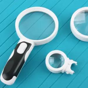 휴대용 노안 LED 돋보기 확대경 16배율 3렌즈 독서용 안경 스마트폰현미경 스탠드 어린이 40대 디지털 목걸