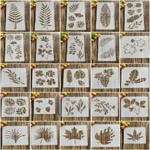 스텐실도안 템플릿 그림 세트 리프 물감 DIY 패턴 미술 나뭇잎