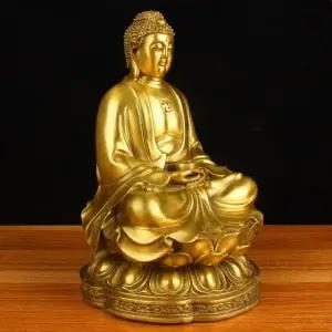황동 석가모니 불상 부처님 동상 보살 장식 28cm 좌불상