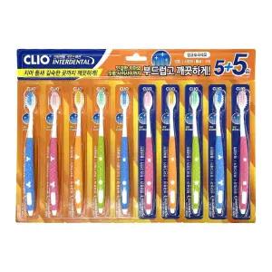 크리오 인터덴탈 크로스액션 향균 초극세모 칫솔 10개/치솔/세트/미세모/탄력모/극세사/가정/용/여행/휴대